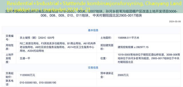 Residential+Industrial+Støttende kombinasjonsforsyning, Chaoyang Land vil bli pakket inn i markedet